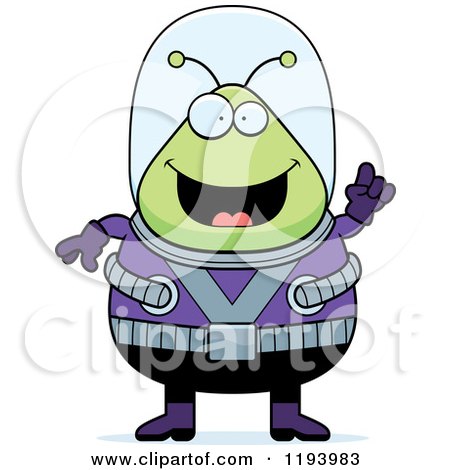 Cartoon of a Smart Chubby Alien with an Idea - Royalty Free Vector Clipart by Cory Thoman