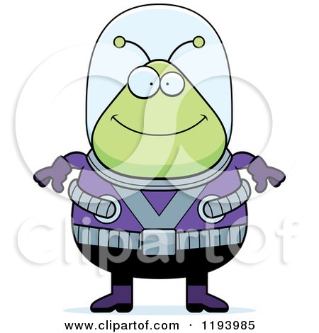 Cartoon of a Happy Chubby Alien - Royalty Free Vector Clipart by Cory Thoman