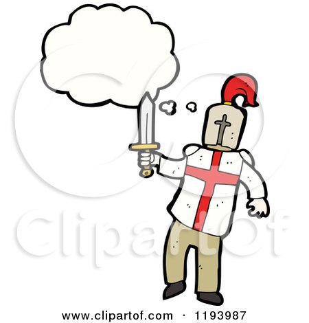 Cartoon of a Medieval Knight Thinking - Royalty Free Vector Illustration by lineartestpilot