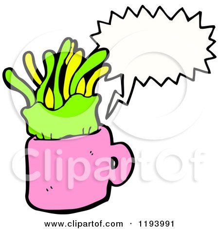 Cartoon of an Octopus in a Cup Speaking - Royalty Free Vector Illustration by lineartestpilot