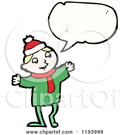 Cartoon of an Elf Speaking - Royalty Free Vector Illustration by lineartestpilot