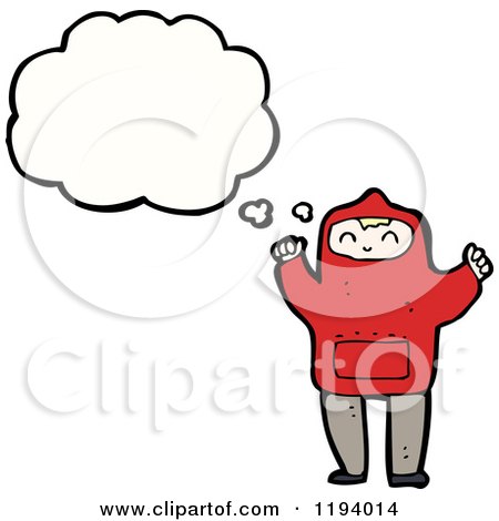 Cartoon of a Boy in a Hoodie Thinking - Royalty Free Vector Illustration by lineartestpilot