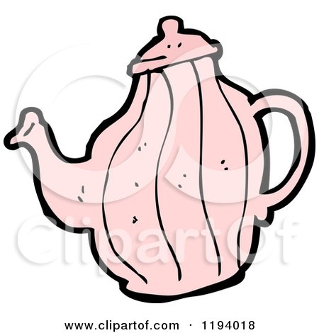Cartoon of a Pink Teapot - Royalty Free Vector Illustration by lineartestpilot