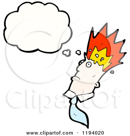 Cartoon of a Man with His Brain on Fire - Royalty Free Vector Illustration by lineartestpilot
