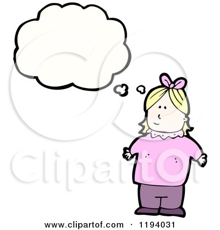 Cartoon of a Little Girl Thinking - Royalty Free Vector Illustration by lineartestpilot