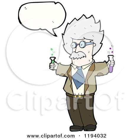Cartoon of a Scientist Speaking - Royalty Free Vector Illustration by lineartestpilot