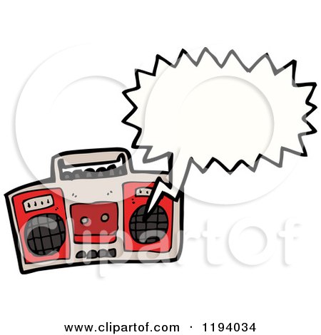 Cartoon of a Boom Box Playing - Royalty Free Vector Illustration by lineartestpilot