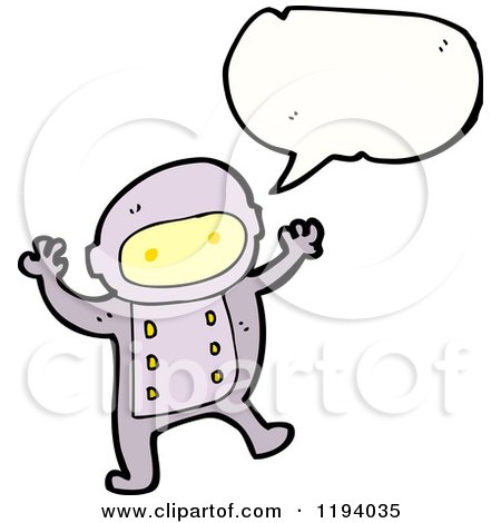 Cartoon of a Buy in a Spaceman Costume Speaking - Royalty Free Vector Illustration by lineartestpilot