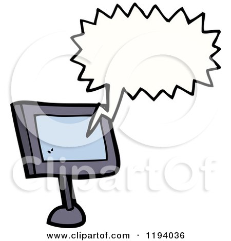 Cartoon of a Computer Minitor Speaking - Royalty Free Vector Illustration by lineartestpilot