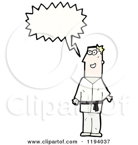 Cartoon of a Man in a Martial Arts Uniform Speaking - Royalty Free Vector Illustration by lineartestpilot