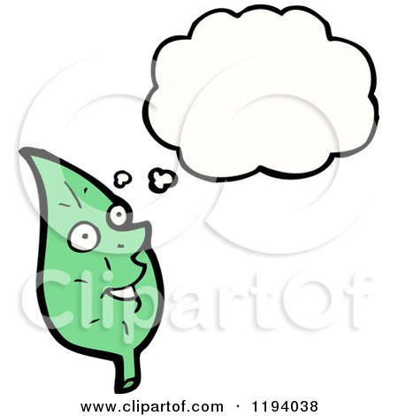 Cartoon of a Leaf Thinking - Royalty Free Vector Illustration by lineartestpilot