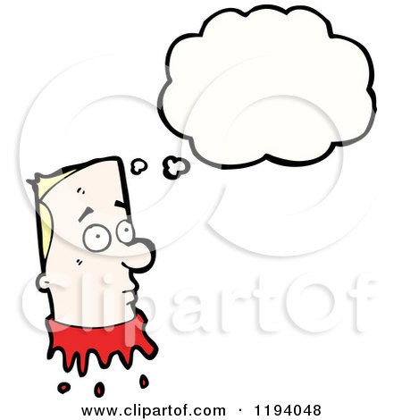 Cartoon of a Bloody Decapited Head Thinking - Royalty Free Vector Illustration by lineartestpilot