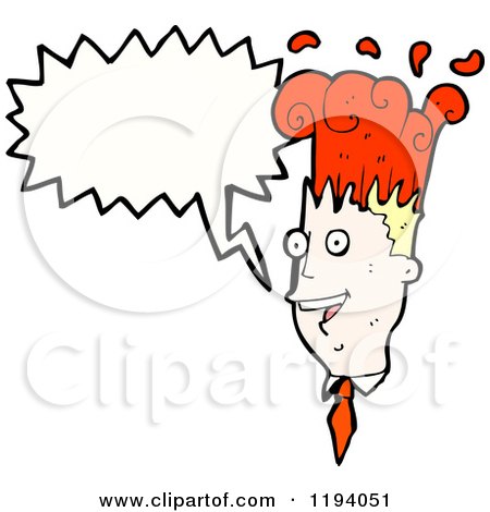 Cartoon of a Head with a Burning Brain Speaking - Royalty Free Vector Illustration by lineartestpilot