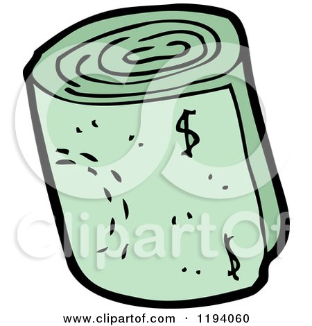 Cartoon of a Wad of Money - Royalty Free Vector Illustration by lineartestpilot