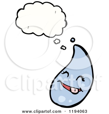 Cartoon of a Water Drop Thinking - Royalty Free Vector Illustration by lineartestpilot
