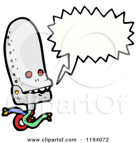 Cartoon of a Robot Head Speaking - Royalty Free Vector Illustration by lineartestpilot