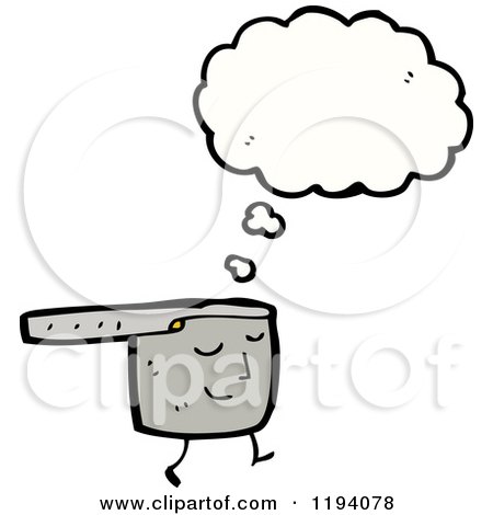 Cartoon of a Cooking Pot Thinking - Royalty Free Vector Illustration by lineartestpilot