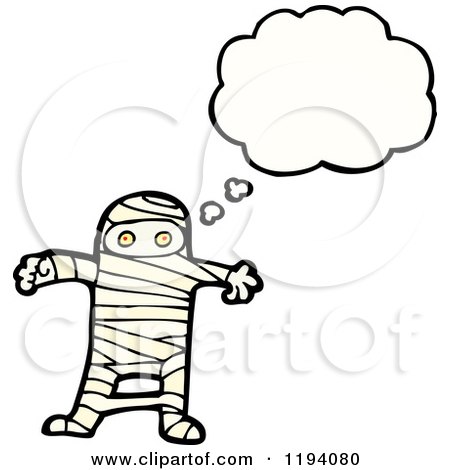 Cartoon of a Mummy Thinking - Royalty Free Vector Illustration by lineartestpilot