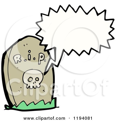 Cartoon of a Headstone Speaking - Royalty Free Vector Illustration by lineartestpilot