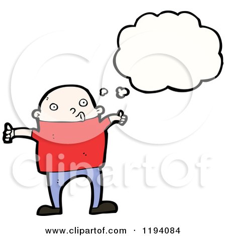 Cartoon of a Bald Boy Whistling and Thinking - Royalty Free Vector Illustration by lineartestpilot