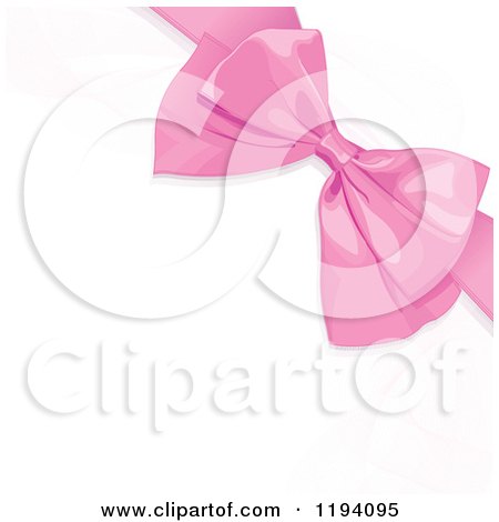 Cartoon of a Pink Gift Bow over White Copyspace with Mesh Patterns - Royalty Free Vector Clipart by Pushkin