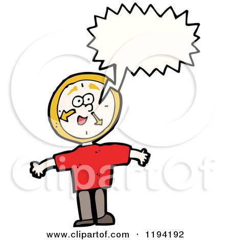 Cartoon of a Man with a Clock Head Speaking - Royalty Free Vector Illustration by lineartestpilot