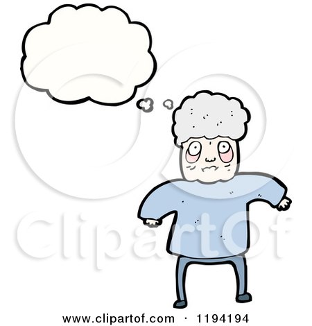 Cartoon of an Old Woman Thinking - Royalty Free Vector Illustration by lineartestpilot