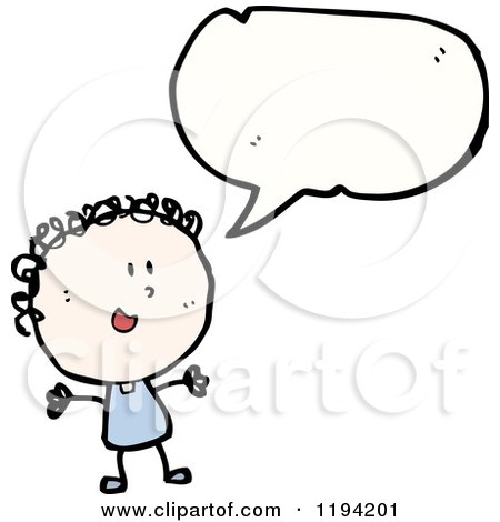 Cartoon of a Stick Girl Speaking - Royalty Free Vector Illustration by lineartestpilot