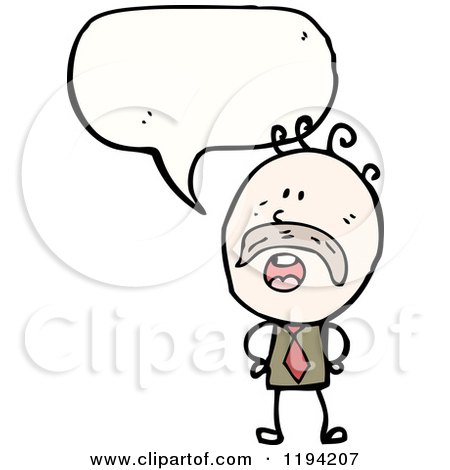 Cartoon of a Mustached Man Speaking - Royalty Free Vector Illustration by lineartestpilot
