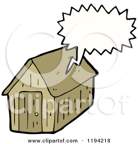 Cartoon of a Shack Speaking - Royalty Free Vector Illustration by lineartestpilot