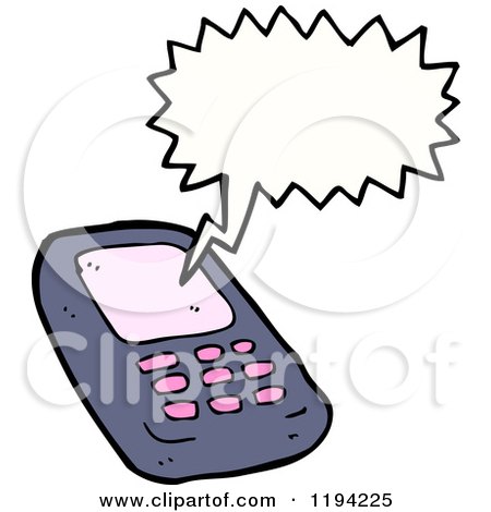 Cartoon of a Cell Phone Speaking - Royalty Free Vector Illustration by lineartestpilot