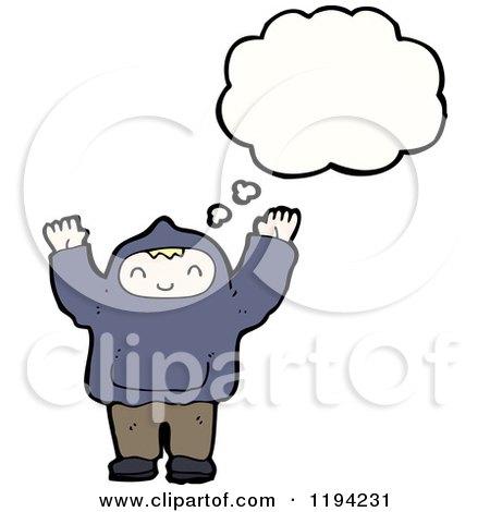 Cartoon of a Boy in a Hoodie Thinking - Royalty Free Vector Illustration by lineartestpilot