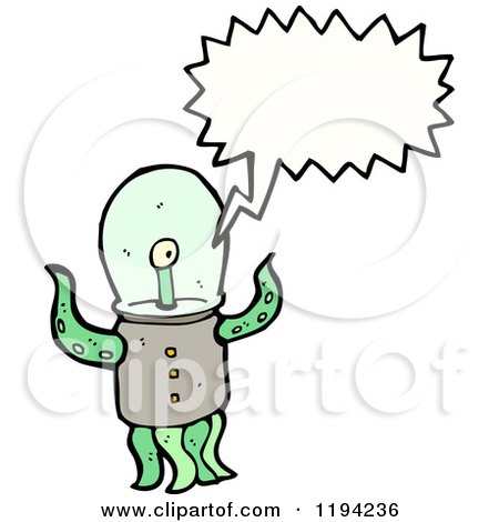 Cartoon of a Space Alien Speaking - Royalty Free Vector Illustration by lineartestpilot