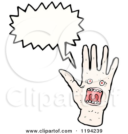 Cartoon of a Mouth on a Hand Speaking - Royalty Free Vector Illustration by lineartestpilot