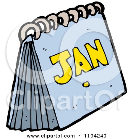 Cartoon of a Calender and the Month of January - Royalty Free Vector Illustration by lineartestpilot
