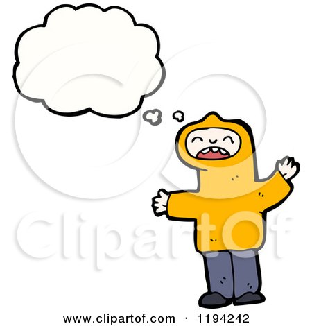 Cartoon of a Boy Wearing a Hoodie Thinking - Royalty Free Vector Illustration by lineartestpilot
