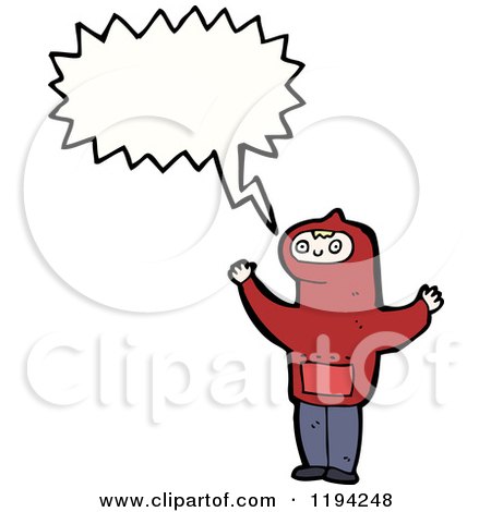 Cartoon of a Boy in a Hoodie Speaking - Royalty Free Vector Illustration by lineartestpilot