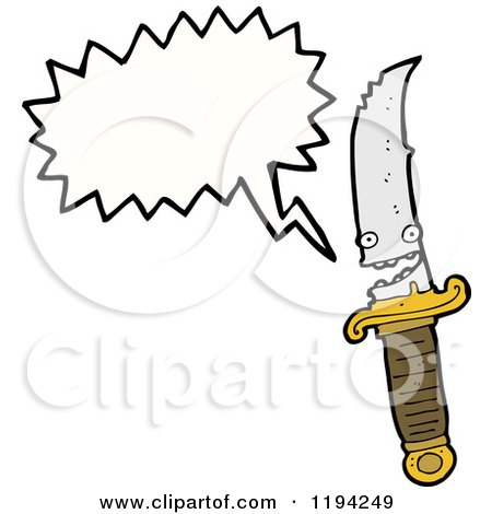 Cartoon of a Knife Speaking - Royalty Free Vector Illustration by lineartestpilot