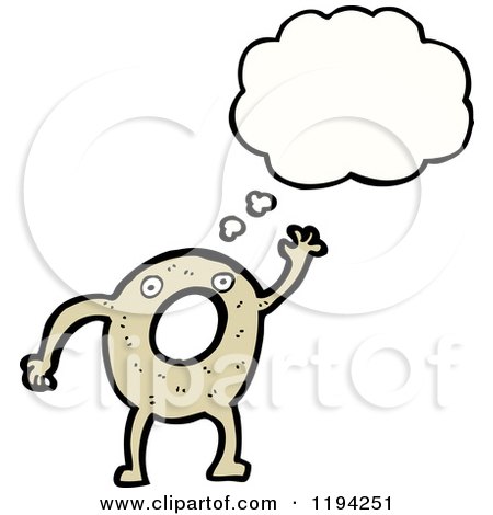 Cartoon of a Donut Thinking - Royalty Free Vector Illustration by lineartestpilot