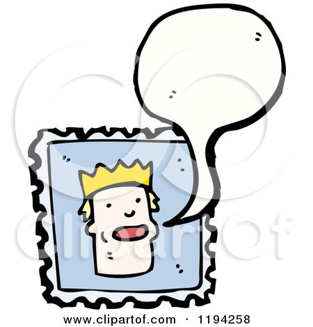 Cartoon of a King on a Stamp - Royalty Free Vector Illustration by lineartestpilot