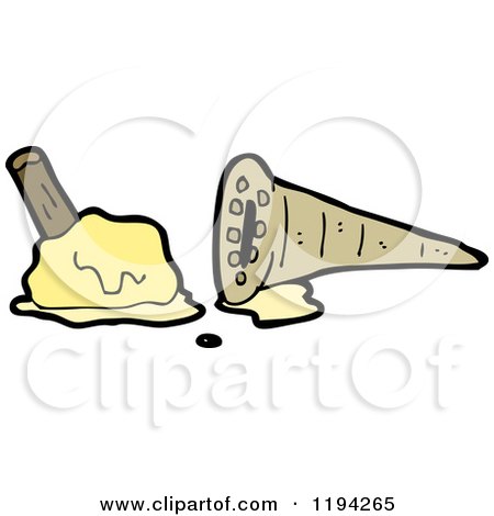 Cartoon of a Melted Ice Cream Cone - Royalty Free Vector Illustration by lineartestpilot