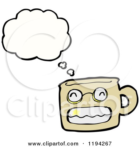 Cartoon of a Thinking Coffee Cup - Royalty Free Vector Illustration by lineartestpilot