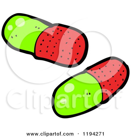 Cartoon of Two Pills - Royalty Free Vector Illustration by lineartestpilot