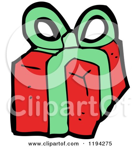 Cartoon of a Christmas Present - Royalty Free Vector Illustration by lineartestpilot