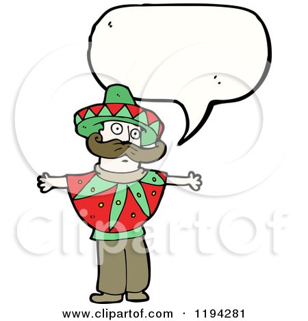Cartoon of a Mexican Man Speaking - Royalty Free Vector Illustration by lineartestpilot