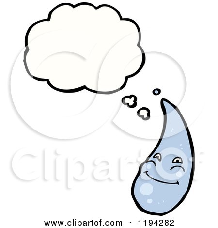 Cartoon of a Water Drop Thinking - Royalty Free Vector Illustration by lineartestpilot