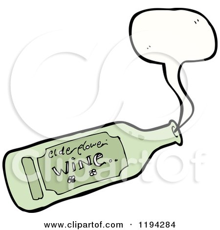 Cartoon of a Bottle of Wine Speaking - Royalty Free Vector Illustration by lineartestpilot