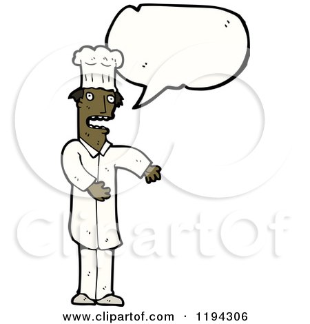 Cartoon of a Black Chef Speaking - Royalty Free Vector Illustration by lineartestpilot