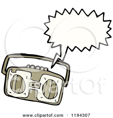 Cartoon of a Boom Box Speaking - Royalty Free Vector Illustration by lineartestpilot