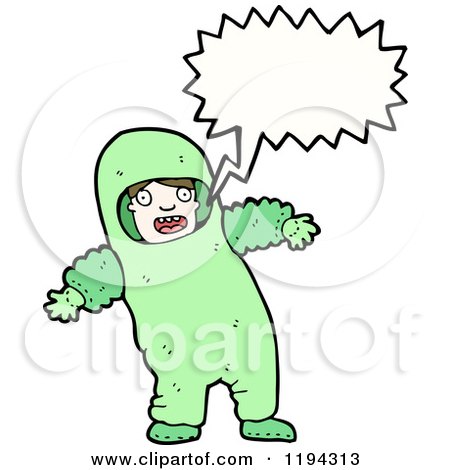 Cartoon of a Boy in a Chemical Suit Speaking - Royalty Free Vector Illustration by lineartestpilot